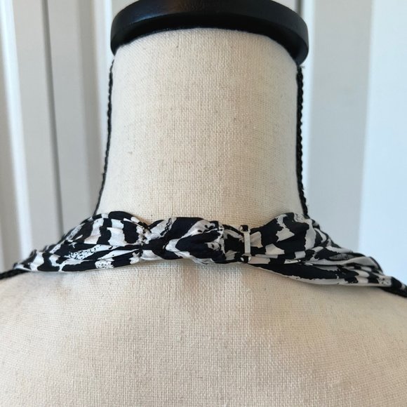 Kay Unger Halter Maxi Sundress 10 Black and White Silk - Picture 12 of 16